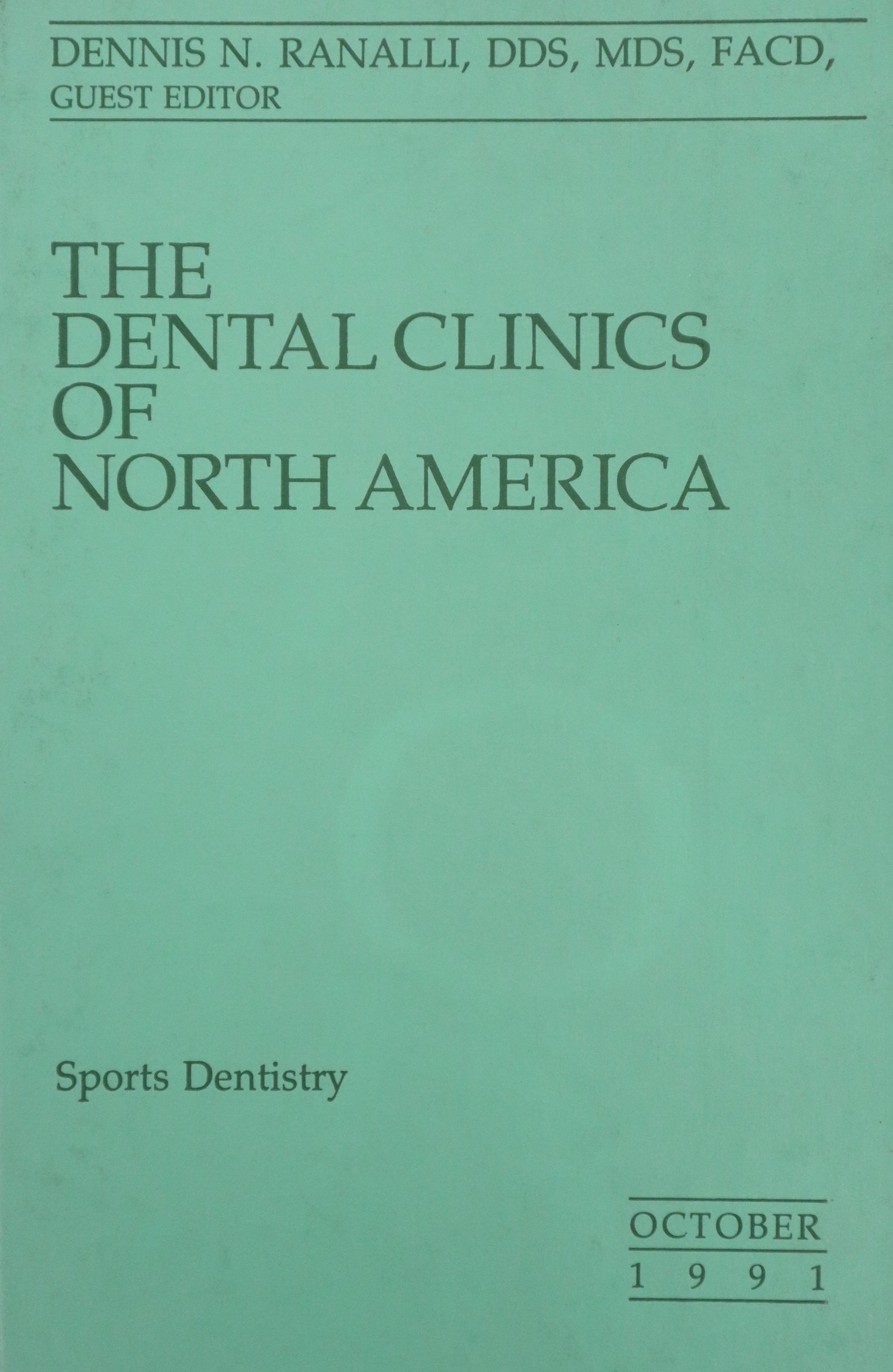 THE DENTAL CLINICS OF NORTH AMERICA V.35 Nº4: SPORTS DENTISTRY