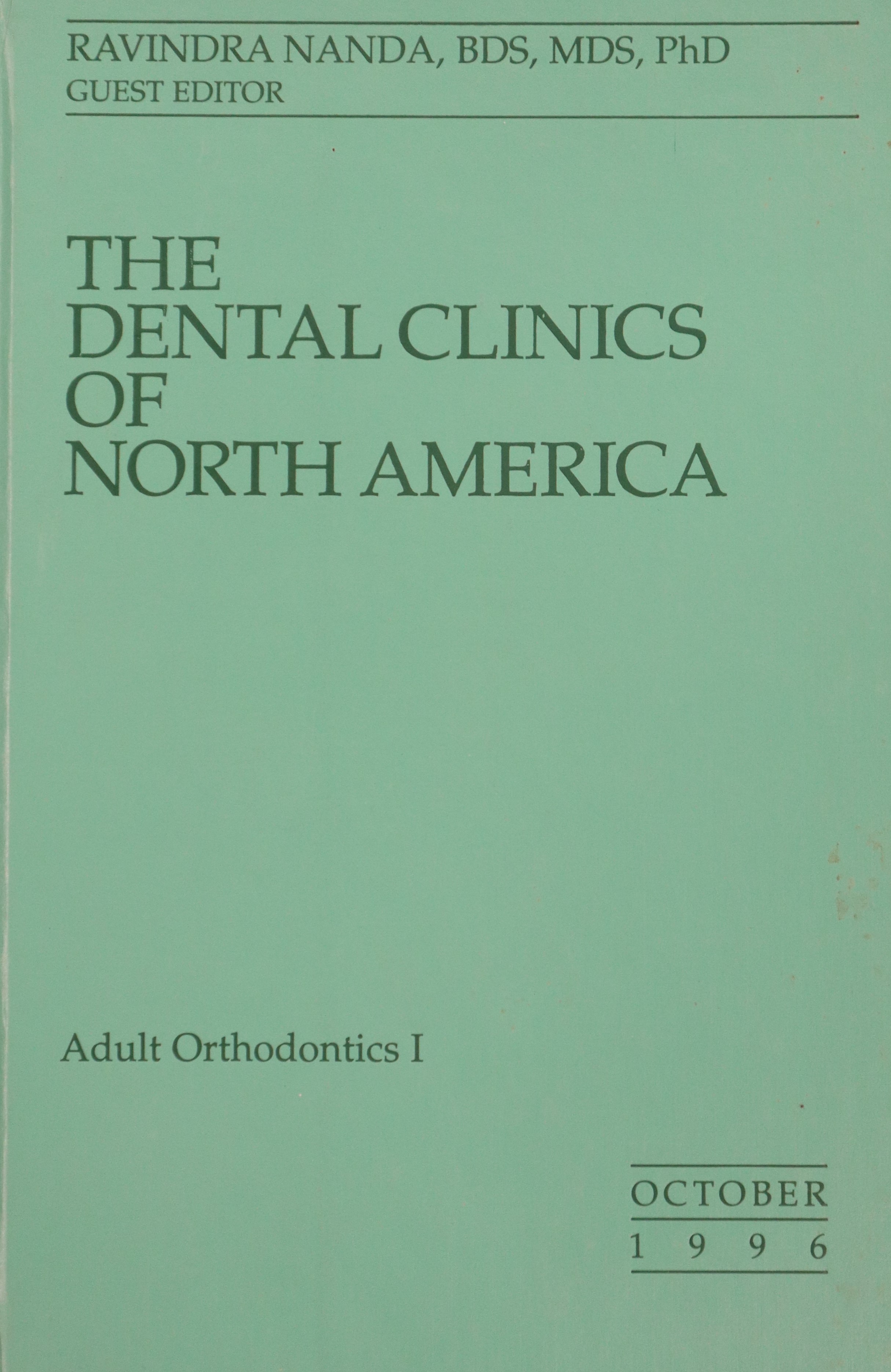 THE DENTAL CLINICS OF NORTH AMERICA V.40 Nº4: ADULT ORTHODONTICS I