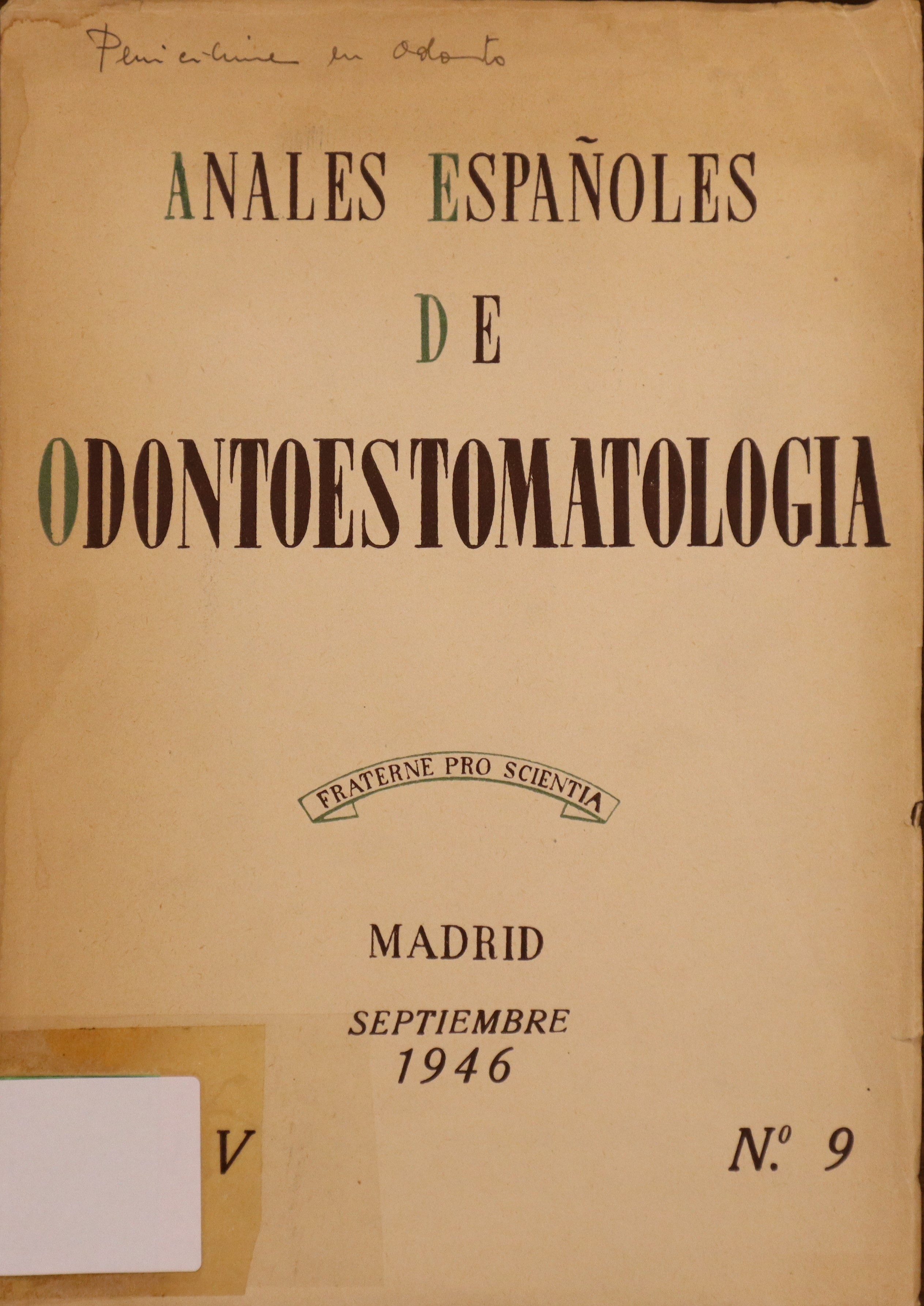 ANALES ESPAÑOLES DE ODONTOESTOMATOLOGÍA, VOL. V, Nº9