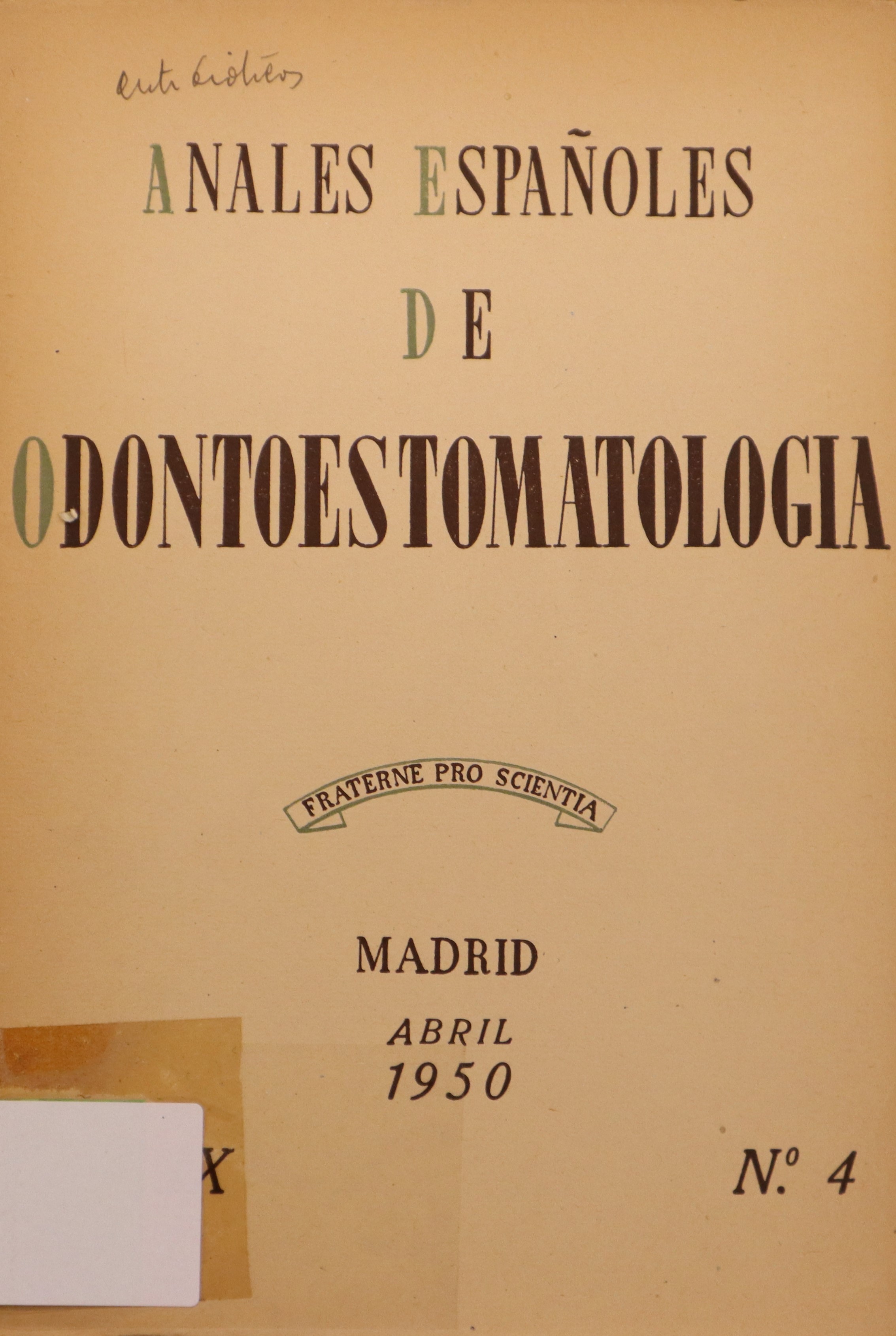 ANALES ESPAÑOLES DE ODONTOESTOMATOLOGÍA, VOL. IX, Nº4