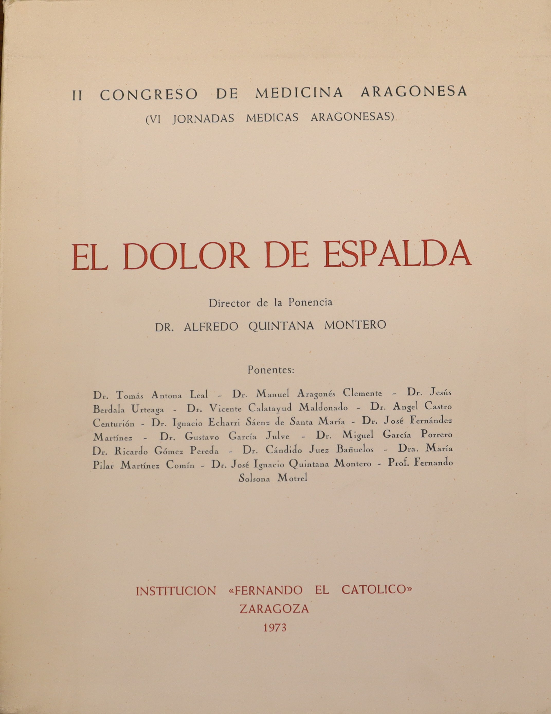 II CONGRESO DE MEDICINA ARAGONESA: DOLOR DE ESPALDA